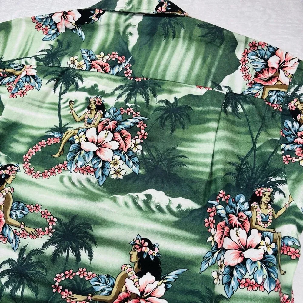 Vintage Aloha Republic Hula Girls Hawaiian Shirt Size Large Made In Hawaii USA - Picture 8 of 14